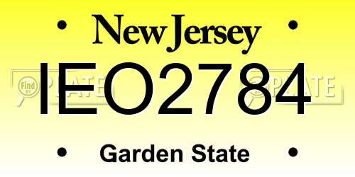 IEO2784 New Jersey License Plate