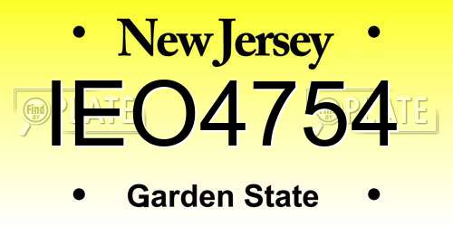 IEO4754 New Jersey License Plate