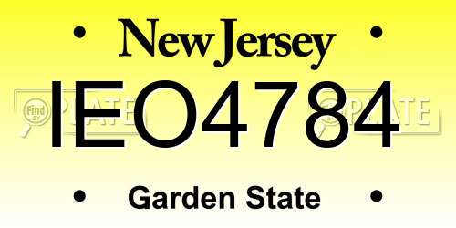 IEO4784 New Jersey License Plate