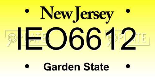 IEO6612 New Jersey License Plate