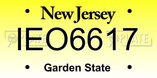 IEO6617 New Jersey License Plate