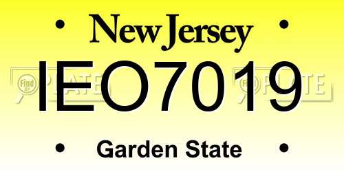 IEO7019 New Jersey License Plate