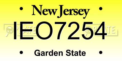 IEO7254 New Jersey License Plate