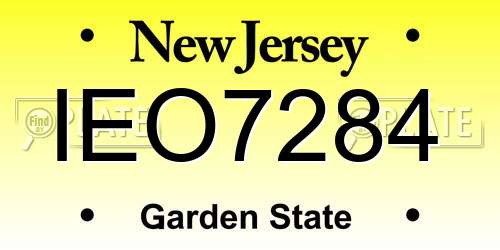 IEO7284 New Jersey License Plate