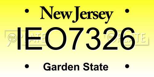 IEO7326 New Jersey License Plate