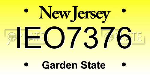 IEO7376 New Jersey License Plate