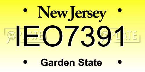 IEO7391 New Jersey License Plate