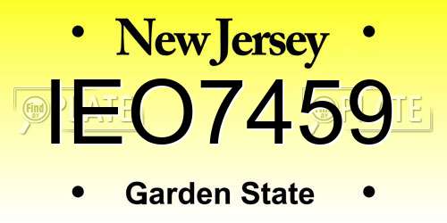 IEO7459 New Jersey License Plate