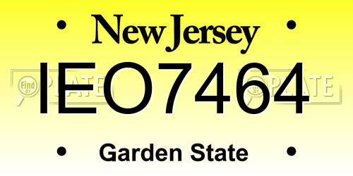 IEO7464 New Jersey License Plate