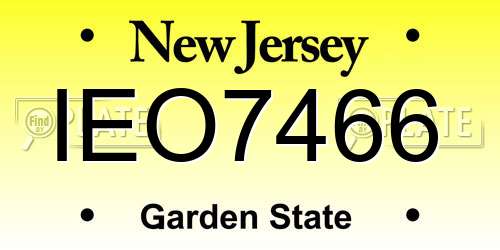 IEO7466 New Jersey License Plate