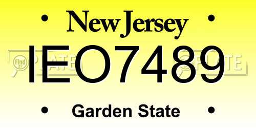 IEO7489 New Jersey License Plate