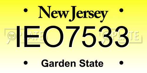 IEO7533 New Jersey License Plate