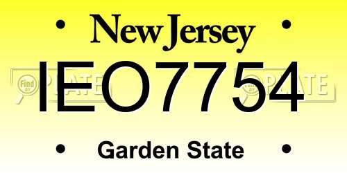IEO7754 New Jersey License Plate