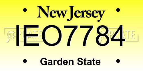 IEO7784 New Jersey License Plate