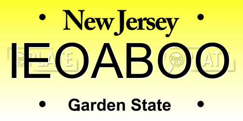 IEOABOO New Jersey License Plate