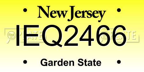 IEQ2466 New Jersey License Plate