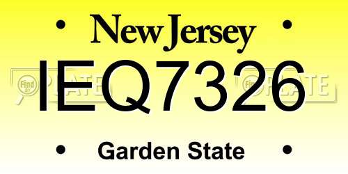 IEQ7326 New Jersey License Plate