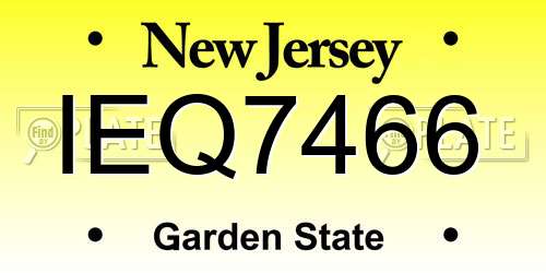 IEQ7466 New Jersey License Plate
