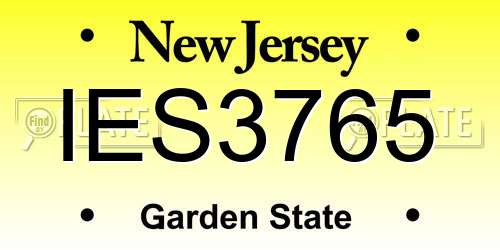 IES3765 New Jersey License Plate