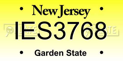IES3768 New Jersey License Plate