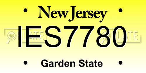 IES7780 New Jersey License Plate