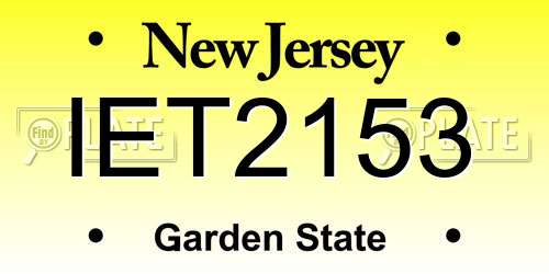 IET2153 New Jersey License Plate