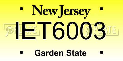 IET6003 New Jersey License Plate