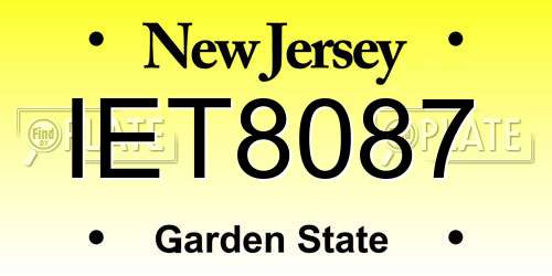 IET8087 New Jersey License Plate