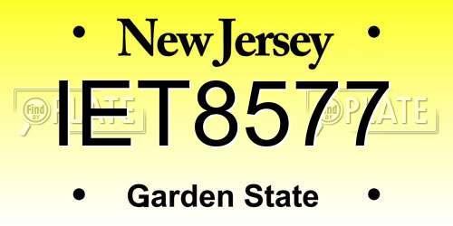 IET8577 New Jersey License Plate