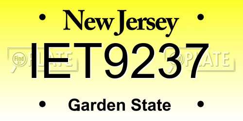 IET9237 New Jersey License Plate