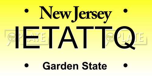 IETATTQ New Jersey License Plate