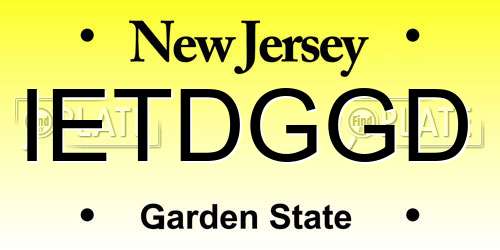 IETDGGD New Jersey License Plate
