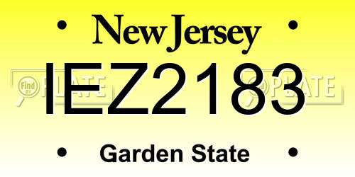IEZ2183 New Jersey License Plate