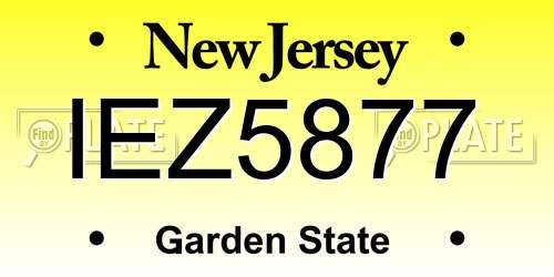 IEZ5877 New Jersey License Plate
