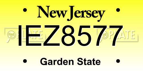 IEZ8577 New Jersey License Plate