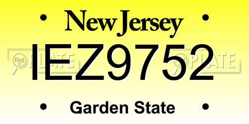 IEZ9752 New Jersey License Plate