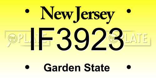 IF3923 New Jersey License Plate