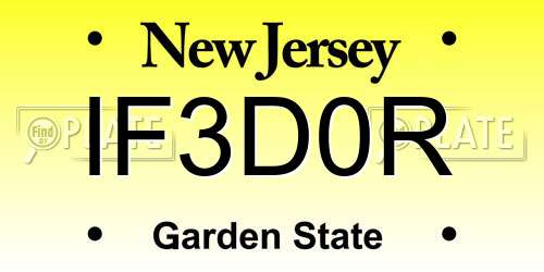 IF3D0R New Jersey License Plate