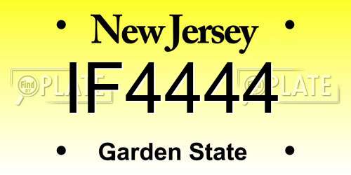 IF4444 New Jersey License Plate