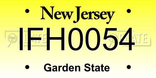 IFH0054 New Jersey License Plate
