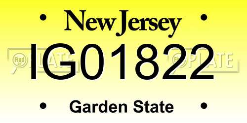 IG01822 New Jersey License Plate