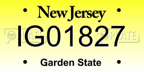 IG01827 New Jersey License Plate