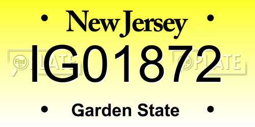 IG01872 New Jersey License Plate