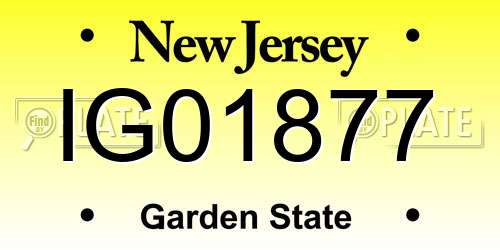 IG01877 New Jersey License Plate