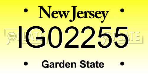 IG02255 New Jersey License Plate