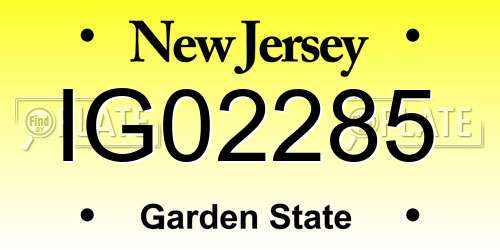 IG02285 New Jersey License Plate