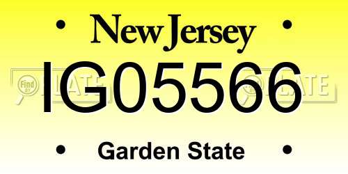 IG05566 New Jersey License Plate