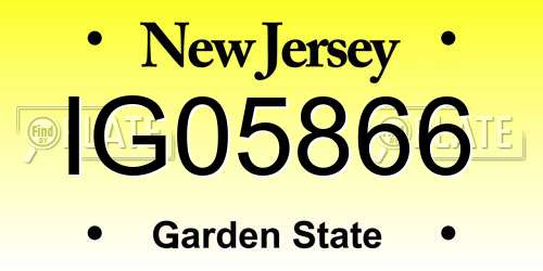 IG05866 New Jersey License Plate