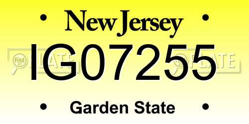 IG07255 New Jersey License Plate