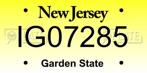 IG07285 New Jersey License Plate